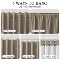 Joywell Light Camel Linen 100% Blackout Curtains 108 Inch Long  Rod Pocket/Back Tab/Hook Belt/Clip Rings Thermal Insulated Drapes For Bedroom Living Room With Hooks 2 Panels 52 X 108