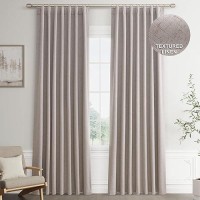 Joywell Gray Brown Linen 100% Blackout Curtains 84 Inch Long  Rod Pocket/Back Tab/Hook Belt/Clip Rings Thermal Insulated Drapes For Bedroom Living Room With Hooks 2 Panels 52 X 84