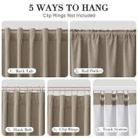 Joywell Light Taupe Linen 100% Blackout Curtains 96 Inch Long  Rod Pocket/Back Tab/Hook Belt/Clip Rings Thermal Insulated Drapes For Bedroom Living Room With Hooks 2 Panels 52 X 96