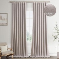 Joywell Gray Brown Linen 100% Blackout Curtains 108 Inch Long  Rod Pocket/Back Tab/Hook Belt/Clip Rings Thermal Insulated Drapes For Bedroom Living Room With Hooks 2 Panels 52 X 108