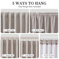 Joywell Gray Brown Linen 100% Blackout Curtains 108 Inch Long  Rod Pocket/Back Tab/Hook Belt/Clip Rings Thermal Insulated Drapes For Bedroom Living Room With Hooks 2 Panels 52 X 108