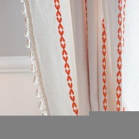 Deeprove Rust Orange Boho Curtains 96 Inches Length For Living Room Bedroom Nursery Bohemian 96 Long Embroidery Farmhouse Tas