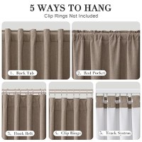 Joywell Light Brown Linen 100% Blackout Curtains 84 Inch Long  Rod Pocket/Back Tab/Hook Belt/Clip Rings Thermal Insulated Drapes For Bedroom Living Room With Hooks 2 Panels 52 X 84