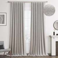 Joywell Silver Linen 100% Blackout Curtains 108 Inch Long  Rod Pocket/Back Tab/Hook Belt/Clip Rings Thermal Insulated Drapes For Bedroom Living Room With Hooks 2 Panels 52 X 108