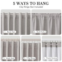 Joywell Silver Linen 100% Blackout Curtains 108 Inch Long  Rod Pocket/Back Tab/Hook Belt/Clip Rings Thermal Insulated Drapes For Bedroom Living Room With Hooks 2 Panels 52 X 108