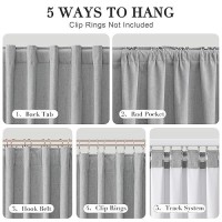 Joywell Silver Grey Linen 100% Blackout Curtains 108 Inch Long  Rod Pocket/Back Tab/Hook Belt/Clip Rings Thermal Insulated Drapes For Bedroom Living Room With Hooks 2 Panels 52 X 108