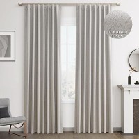 Joywell Silver Linen 100% Blackout Curtains 96 Inch Long  Rod Pocket/Back Tab/Hook Belt/Clip Rings Thermal Insulated Drapes For Bedroom Living Room With Hooks 2 Panels 52 X 96