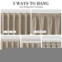 Joywell Khaki Linen 100% Blackout Curtains 108 Inch Long  Rod Pocket/Back Tab/Hook Belt/Clip Rings Thermal Insulated Drapes For Bedroom Living Room With Hooks 2 Panels 52 X 108