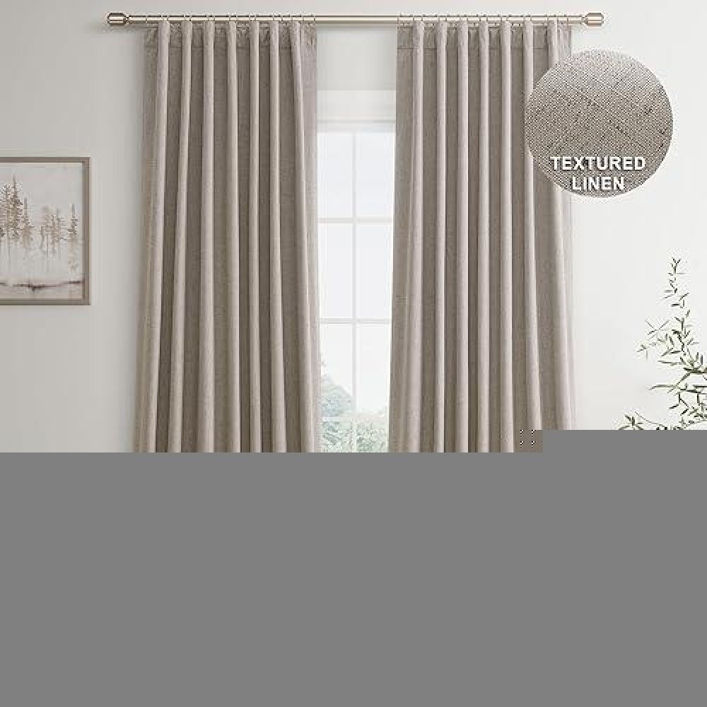 Joywell Dark Apricot Linen 100% Blackout Curtains 108 Inch Long  Rod Pocket/Back Tab/Hook Belt/Clip Rings Thermal Insulated Drapes For Bedroom Living Room With Hooks 2 Panels 52 X 108