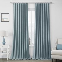 Joywell Dark Blue Linen 100% Blackout Curtains 108 Inch Long  Rod Pocket/Back Tab/Hook Belt/Clip Rings Thermal Insulated Drapes For Bedroom Living Room With Hooks 2 Panels 52 X 108