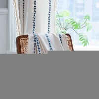 Deeprove Navy Blue Boho Curtains 72 Inches Length For Living Room Bedroom Nursery  Vintage Chic Bohemian 72 Inches Long Embroidery Farmhouse Tassel Privacy Window Treatments W52 X L72  1 Panel