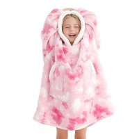 Kipswiza Blanket Hoodie For Kids Oversized Wearable Blanket Super Soft Warm Sherpa Fleece Blanket Sweatshirt For Girls Boys Chi