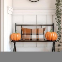 Aofanggo Fall Pillow Covers 12X20 Set Of 2 Autumn Decorative Orange Black Check Plaids Throw Pillow Cases Cushion Covers Faux Li