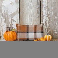 Aofanggo Fall Pillow Covers 12X20 Set Of 2 Autumn Decorative Orange Black Check Plaids Throw Pillow Cases Cushion Covers Faux Li