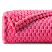 Bedelite Fleece Throw Blanket For Couch Bed 3D Jacquard Decorative Hot Pink Blanket Super Soft And Cozy Warm Fuzzy Blanket