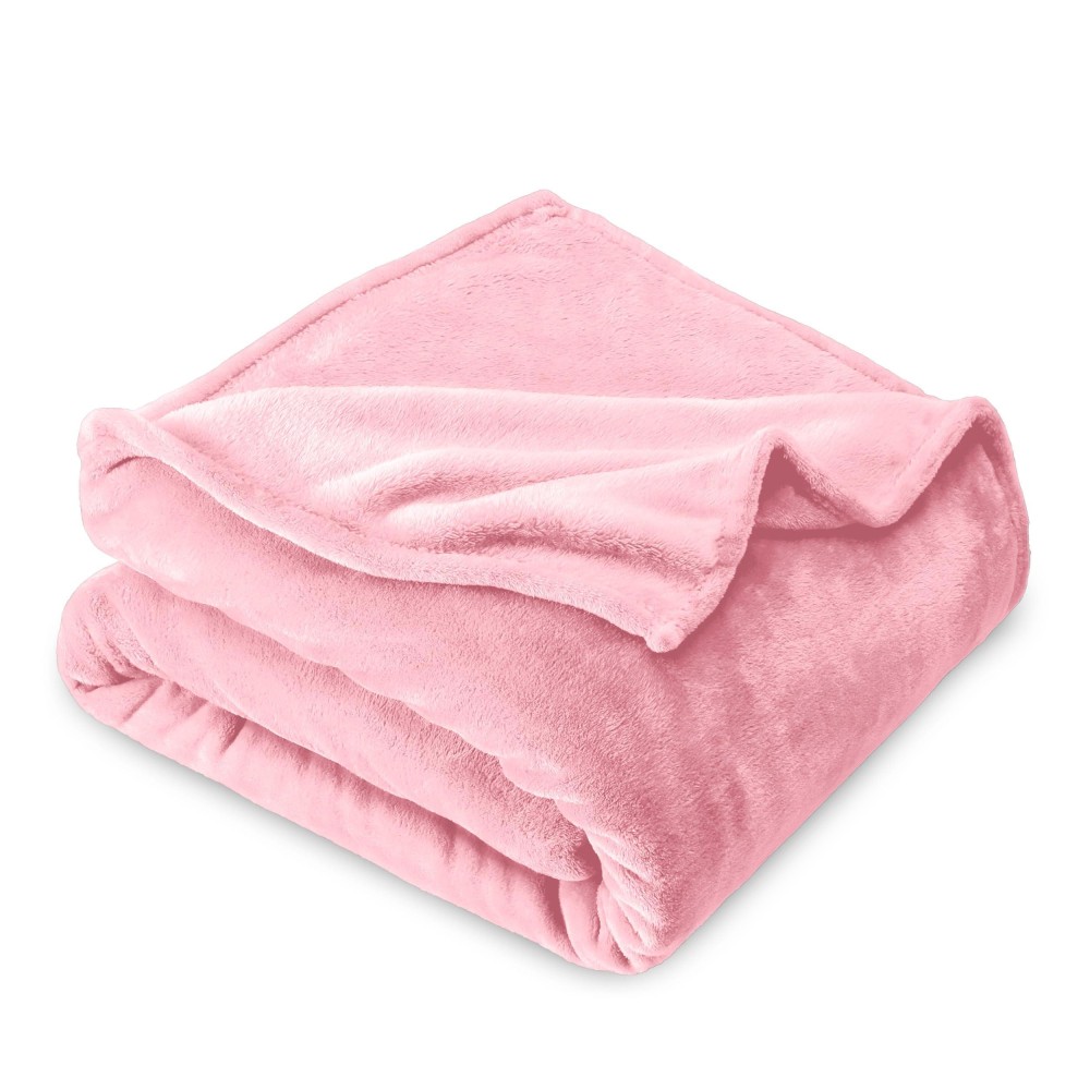 Bare Home Fleece Blanket Throw Xl Blanket Light Pink Lightweight Blanket For Bed Sofa Couch Camping And Travel Micro