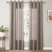 Nanspring Filemot Living Room Curtains 84 Inch Length 2 Panels Linen Blend Grommet Semi Sheer Light Filtering Country Farmhouse