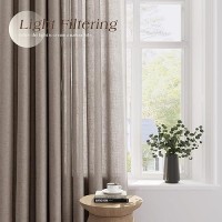 Nanspring Filemot Living Room Curtains 84 Inch Length 2 Panels Linen Blend Grommet Semi Sheer Light Filtering Country Farmhouse