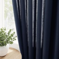 Nanspring Navy Blue Linen Curtains 108 Inch Length 2 Panel Set For Living Room Grommet Light Filtering Semi Sheer Curtains Farmh