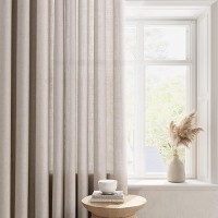 Nanspring Apricot Living Room Curtains 96 Inches Long 2 Panel Set Linen Grommet Light Filtering Semi Sheer Curtain Drapes Farmho