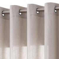 Nanspring Apricot Living Room Curtains 96 Inches Long 2 Panel Set Linen Grommet Light Filtering Semi Sheer Curtain Drapes Farmho