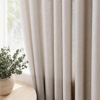 Nanspring Apricot Living Room Curtains 96 Inches Long 2 Panel Set Linen Grommet Light Filtering Semi Sheer Curtain Drapes Farmho