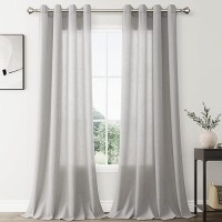 Nanspring Silver Birch Living Room Curtains 96 Inches Long 2 Panel Set Linen Grommet Light Filtering Semi Sheer Curtain Drapes F