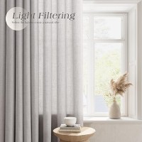 Nanspring Silver Birch Living Room Curtains 96 Inches Long 2 Panel Set Linen Grommet Light Filtering Semi Sheer Curtain Drapes F