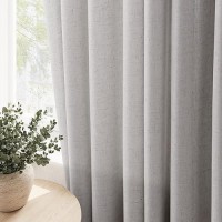 Nanspring Silver Birch Living Room Curtains 96 Inches Long 2 Panel Set Linen Grommet Light Filtering Semi Sheer Curtain Drapes F