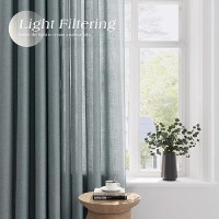 Nanspring Dark Blue Living Room Curtains 96 Inches Long 2 Panel Set Linen Grommet Light Filtering Semi Sheer Curtain Drapes Farm