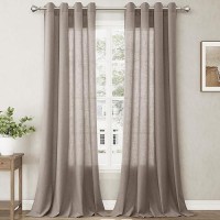 Nanspring Filemot Linen Curtains 108 Inch Length 2 Panel Set For Living Room Grommet Light Filtering Semi Sheer Curtains Farmhou