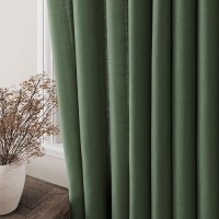 Nanspring Olive Green Living Room Curtains 96 Inches Long 2 Panel Set Linen Grommet Light Filtering Semi Sheer Curtain Drapes Fa