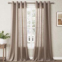 Nanspring Khaki Linen Curtains 108 Inch Length 2 Panel Set For Living Room Grommet Light Filtering Semi Sheer Curtains Farmhouse