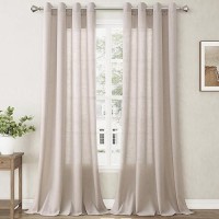 Nanspring Apricot Linen Curtains 108 Inch Length 2 Panel Set For Living Room Grommet Light Filtering Semi Sheer Curtains Farmhou