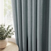 Nanspring Dark Blue Linen Curtains 108 Inch Length 2 Panel Set For Living Room Grommet Light Filtering Semi Sheer Curtains Farmh