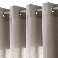 Nanspring Brownish Grey Living Room Curtains 84 Inch Length 2 Panels Linen Blend Grommet Semi Sheer Light Filtering Country Farm