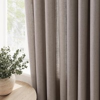 Nanspring Dark Apricot Living Room Curtains 96 Inches Long 2 Panel Set Linen Grommet Light Filtering Semi Sheer Curtain Drapes F