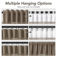 Dark Taupe Linen Blackout Curtains For Bedroom 96 Inch Length 2 Panels Set Back Tab Pocket Neutral Farmhouse Living Room Darkeni