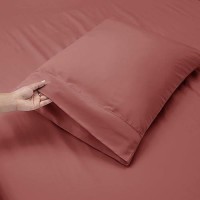 Nestl Extra Deep Pocket Sheets - Fits Mattress 18-24 Inches Deep  Extra Deep Pocket Full Size Sheets Sets  4 Piece Full Size Sheets  Full Sheets Deep Pocket  Pink Clay