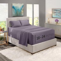 Nestl Extra Deep Pocket Sheets - Fits Mattress 18-24 Inches Deep  Extra Deep Pocket California King Size Sheets  4 Piece Cal King Sheets  Cal King Sheets Deep Pocket  Grayish Purple