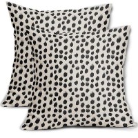 Black Cream Polka Dot Pillow Covers 24X24 Set Of 2 Outdoor Modern Art Throw Pillows Boho Design Brush Strokes Decorative Pillowc