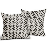 Black Cream Polka Dot Pillow Covers 24X24 Set Of 2 Outdoor Modern Art Throw Pillows Boho Design Brush Strokes Decorative Pillowc