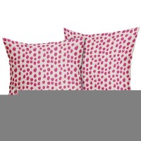 Hot Pink Cream Polka Dot Pillow Covers 22X22 Set Of 2 Outdoor Modern Art Throw Pillows Boho Design Brush Strokes Decorative Pill