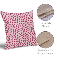 Hot Pink Cream Polka Dot Pillow Covers 22X22 Set Of 2 Outdoor Modern Art Throw Pillows Boho Design Brush Strokes Decorative Pill