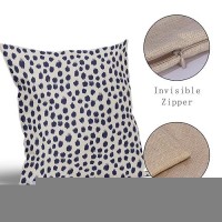 Navy Blue Cream Polka Dot Pillow Covers 22X22 Set Of 2 Outdoor Modern Art Throw Pillows Boho Design Brush Strokes Decorative Pil