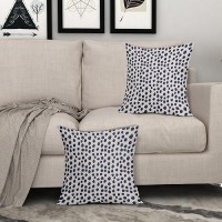 Navy Blue Cream Polka Dot Pillow Covers 24X24 Set Of 2 Outdoor Modern Art Throw Pillows Boho Design Brush Strokes Decorative Pil