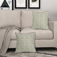 Sage Green Cream Polka Dot Pillow Covers 22X22 Set Of 2 Outdoor Modern Art Throw Pillows Boho Design Brush Strokes Decorative Pi