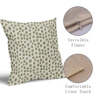 Sage Green Cream Polka Dot Pillow Covers 22X22 Set Of 2 Outdoor Modern Art Throw Pillows Boho Design Brush Strokes Decorative Pi