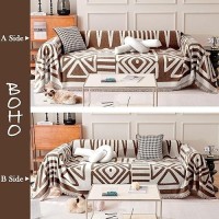 Handontime Chocolate Boho Couch Cover Reversible Sofa Covers For 3 Cushion Couch Washable Couch Sofa Cover For Dogs Dark Couches