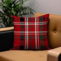 Aofanggo Christmas Pillow Covers 18X18 Set Of 2 Red Green Black Throw Pillow Cases Winter Decorative Cushion Covers Gingham Outd